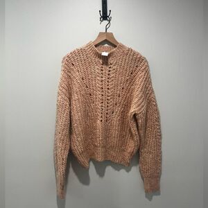 Topshop Dusty Rose Cable Knit Turtleneck Fuzzy Sweater 8-10 NWT